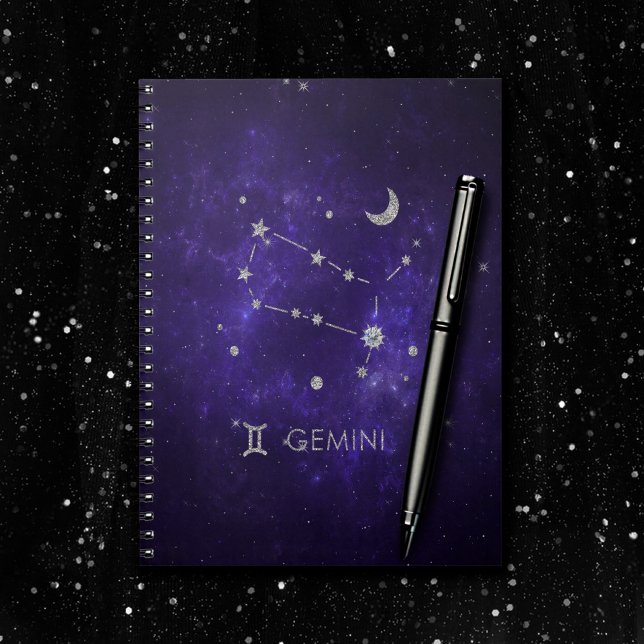 Zodiac Lila Gemini | Kosmisches Astrologie Horosko Notizblock (Von Creator hochgeladen)