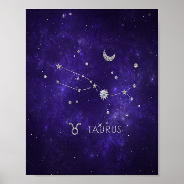 Zodiac Lila Taurus | Kosmisches Astrologie Horosko Poster (Vorne)