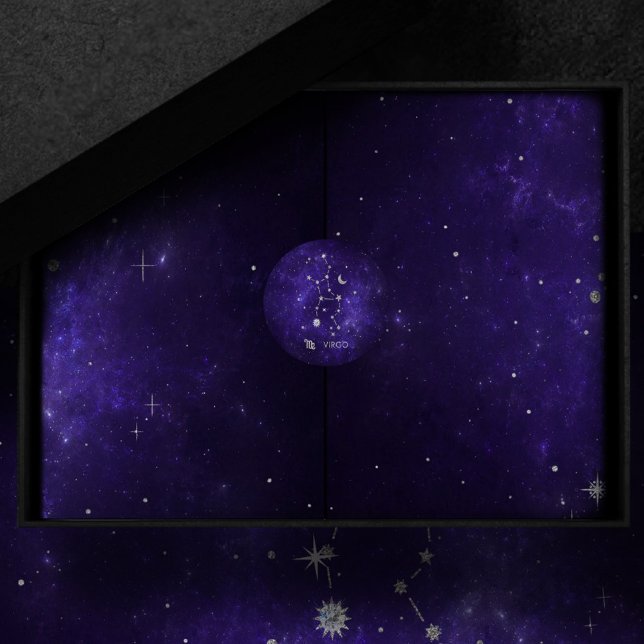 Zodiac Lila Virgo | Kosmisches Astrologie Horoskop Runder Aufkleber (Von Creator hochgeladen)