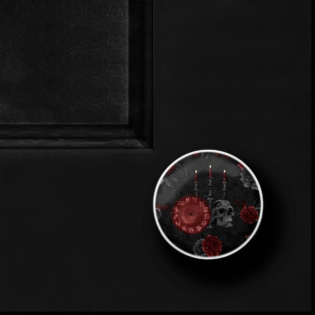 Zodiac Magic Crimson | Henna Red Gothic Skull Rose Keramikknauf (Von Creator hochgeladen)