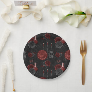 Zodiac Magic Crimson   Henna Red Gothic Skull Rose Pappteller
