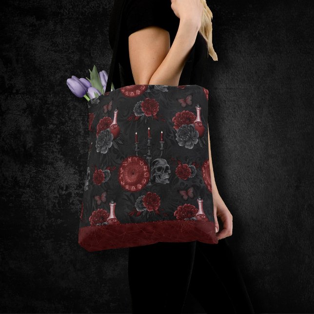 Zodiac Magic Crimson | Henna Red Gothic Skull Rose Tasche (Von Creator hochgeladen)