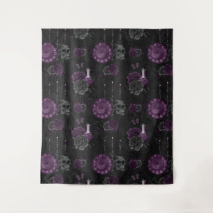 Zodiac Magic   Dunkle Lila Pflaumengotik Rose Wandteppich