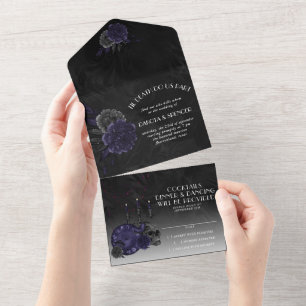 Zodiac-Magie   Mitternachts Indigo Gothic-Schädelr All In One Einladung