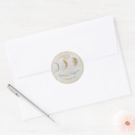 Zodiac Moon Celestial Monogram Date Wedding Runder Aufkleber