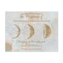 Zodiac Moon Ice Blue Celestial Gold Postkarte