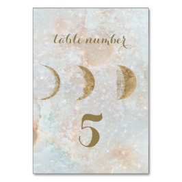 Zodiac Moon Ice Blue Celestial Gold Tischnummer