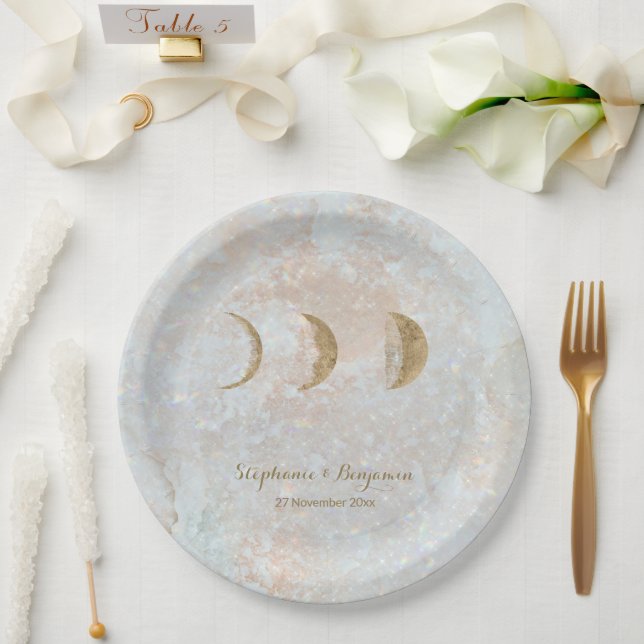 Zodiac Moon Typografie Celestial Simple Wedding Pappteller (Hochzeit)
