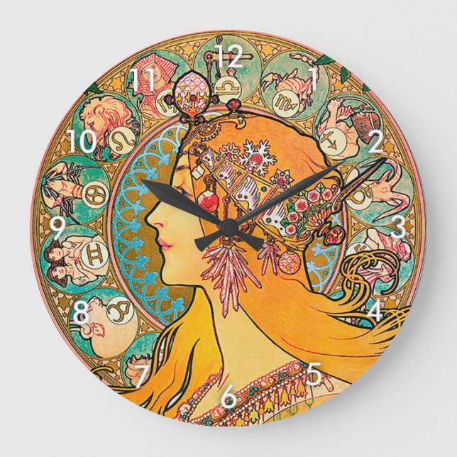 Zodiac, Mucha Große Wanduhr (Vorderseite)