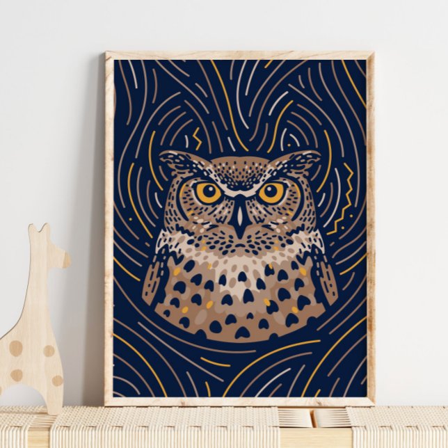 Zodiac Owl Poster de animal | Impression de hibou (Créateur téléchargé)