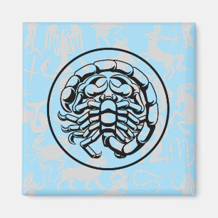 Zodiac Pattern Z02 - Scorpio.w L Blue BG Magnet