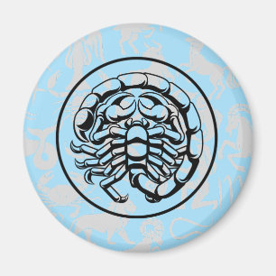 Zodiac Pattern Z02 - Scorpio.w L Blue BG Magnet