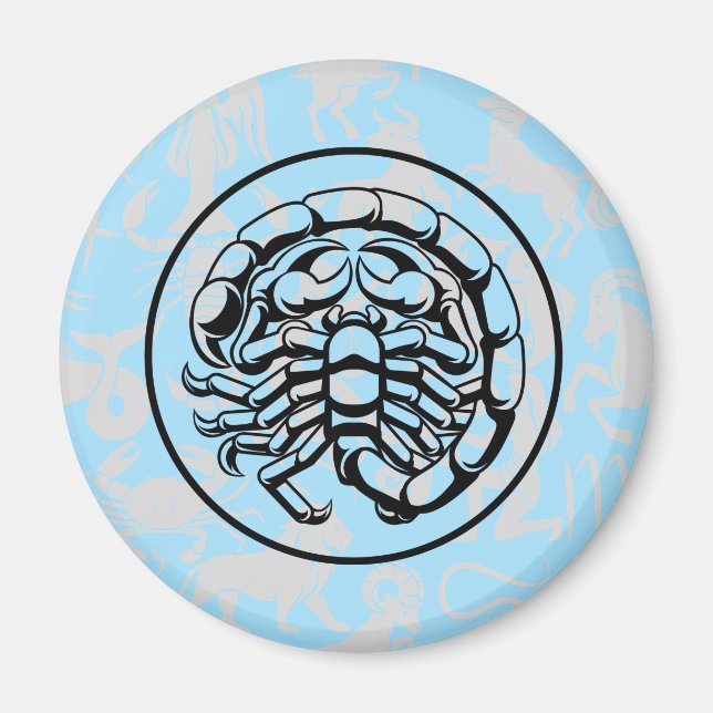 Zodiac Pattern Z02 - Scorpio.w L Blue BG Magnet (Vorne)