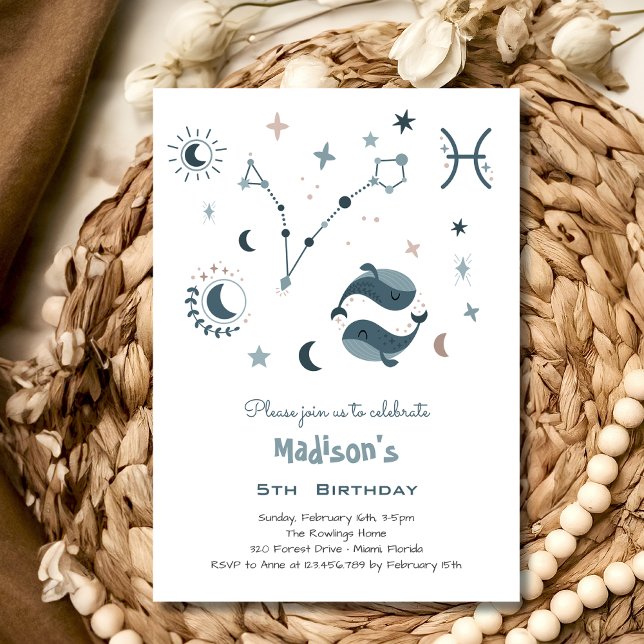 Zodiac Pisces Kindergeburtstag Einladung (Von Creator hochgeladen)