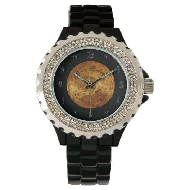 Zodiac Planet Venus Astronomie Taurus Typografie Armbanduhr (Vorderseite)