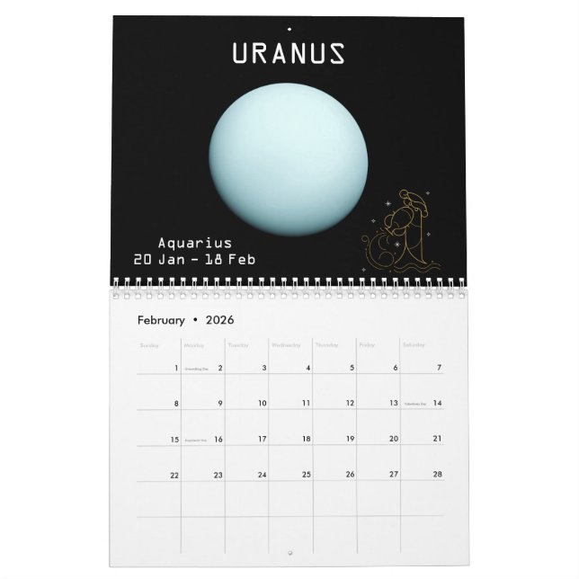 Zodiac Planets Glitzer Star Signs 12-monatige 2021 Kalender (Feb 2026)