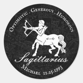 Zodiac Sagittarius Astrologie Custom Vintag Black Runder Aufkleber