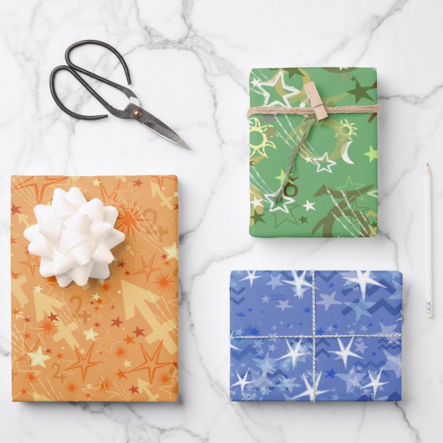 Zodiac Sagittarius Capricorn Cancer Trio Geschenkpapier Set (Vorderseite)