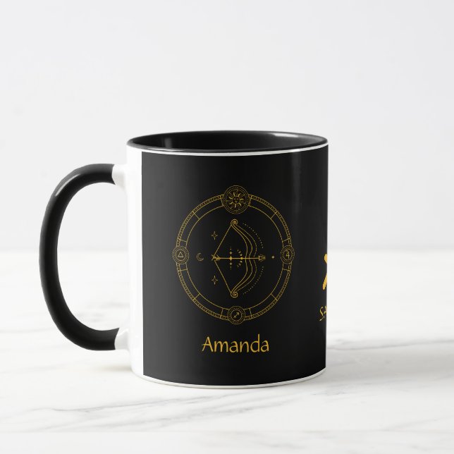 Zodiac Sagittarius Golden Yellow Customizable Tass Tasse (Links)