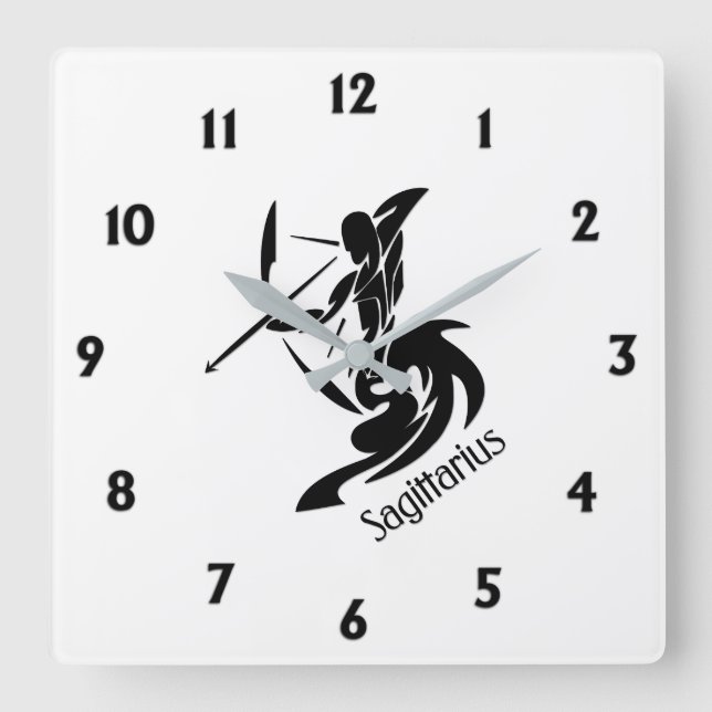 Zodiac Sagittarius Quadratische Wanduhr (Vorderseite)