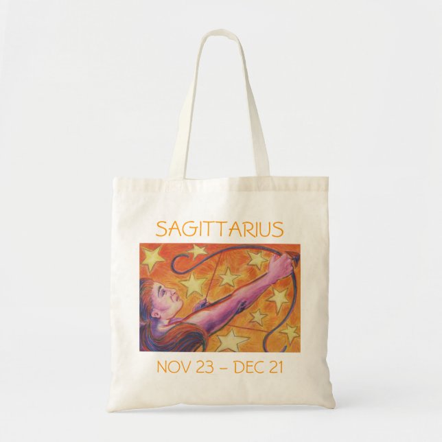 Zodiac Sagittarius Taschentext Tragetasche (Vorne)