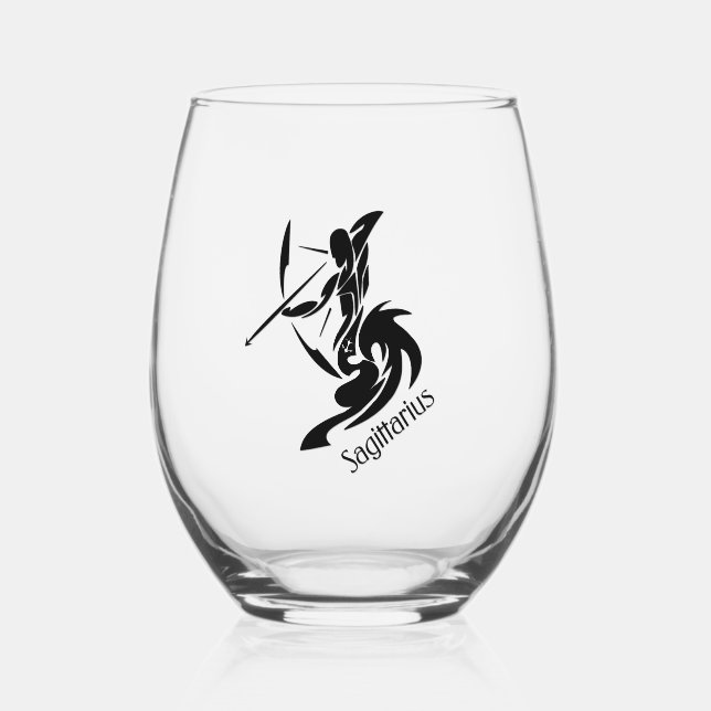 Zodiac Sagittarius Weinglas Ohne Stiel (Vorderseite)