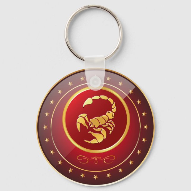 "Zodiac Scorpio" 2.25" Basic Button Schlüsselanhän Schlüsselanhänger (Vorderseite)