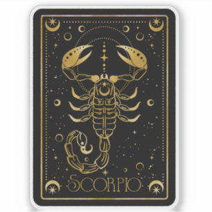 Zodiac Scorpio Astrologischer Schwarz & Gold Stick Aufkleber
