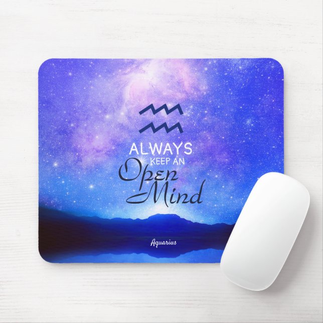 Zodiac Sign Aquarius Dreamy Star Sky Quote Mousepad (Mit Mouse)