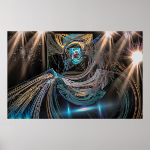 Zodiac Sign Aquarius Fraktal Art Poster