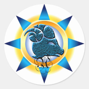 Zodiac Sign Aries Designgeschenk Runder Aufkleber