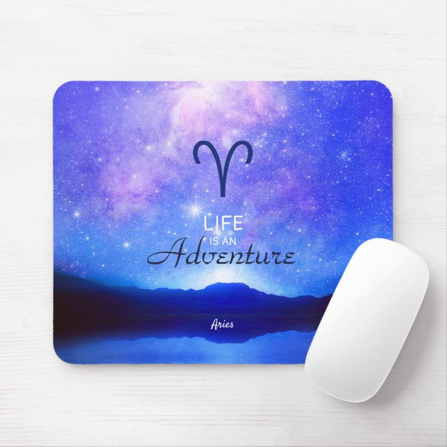 Zodiac Sign Aries Dreamy Star Sky Quote Mousepad (Mit Mouse)