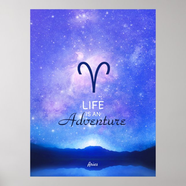Zodiac Sign Aries Dreamy Star Sky Quote Poster (Vorne)