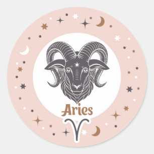 Zodiac Sign Aries Runder Aufkleber