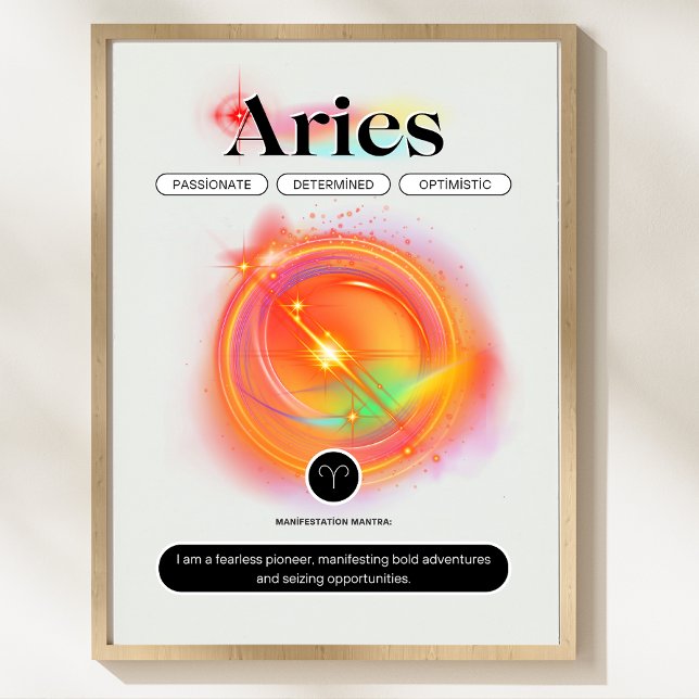 Zodiac Sign ARIES Zitat | Elementfeuer Poster (ARIES ZODIAC, ARIES, ARIES HOROSCOP, ARIES SIGN,
)