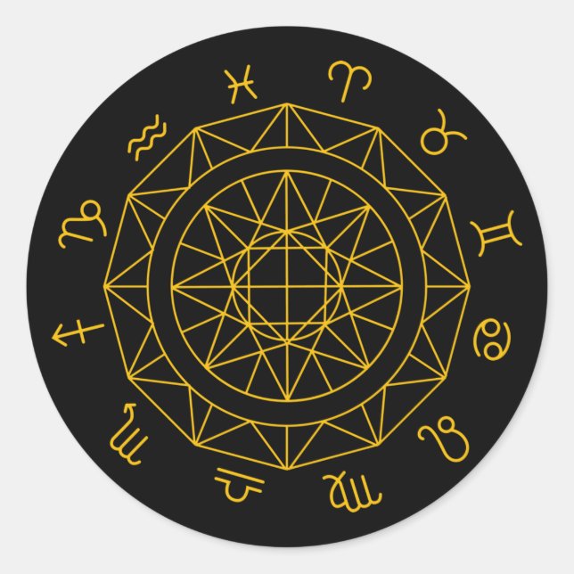 Zodiac Sign Astrologisches Rad Runder Aufkleber (Vorderseite)