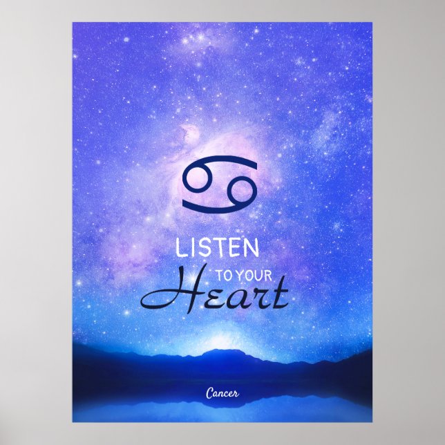 Zodiac Sign Cancer Dreamy Star Sky Quote Poster (Vorne)