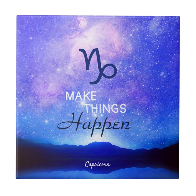 Zodiac Sign Capricorn Dreamy Star Sky Quote Fliese (Vorderseite)