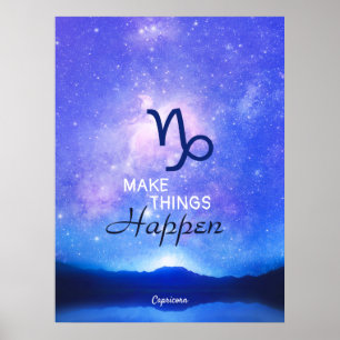 Zodiac Sign Capricorn Dreamy Star Sky Quote Poster
