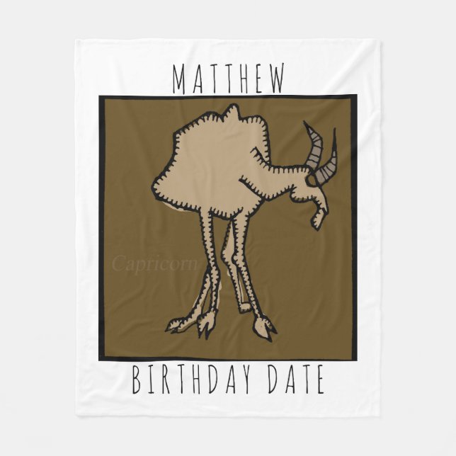 Zodiac Sign Capricorn Name Birthday Blanket Fleecedecke (Vorderseite)
