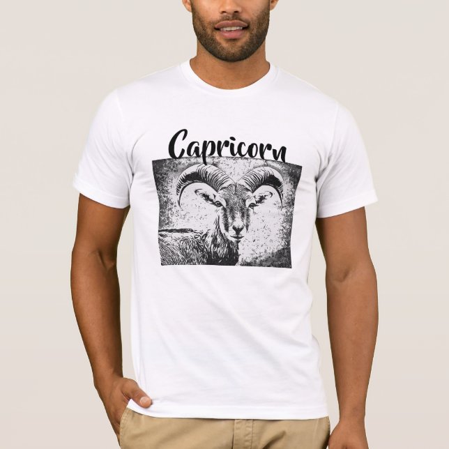 Zodiac Sign Capricorn Ziege Symbol T-Shirt (Vorderseite)