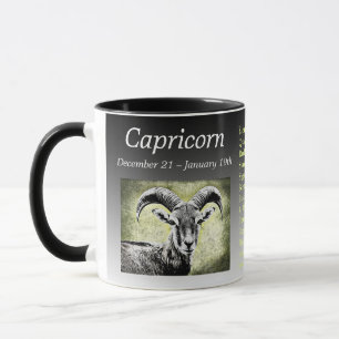 Zodiac Sign Capricorn Ziege Symbol und Details Tasse