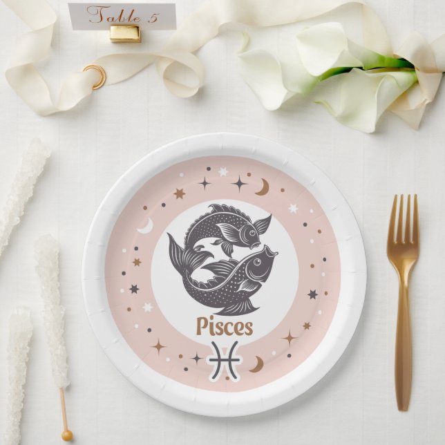 Zodiac Sign Fisces Pappteller (Hochzeit)
