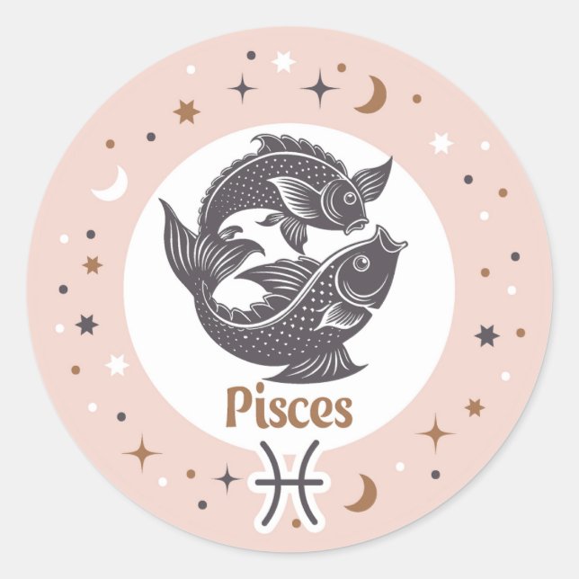 Zodiac Sign Fisces Runder Aufkleber (Vorderseite)