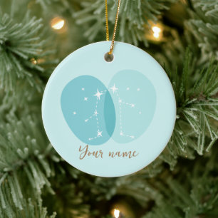 Zodiac Sign Gemini Keramik Ornament