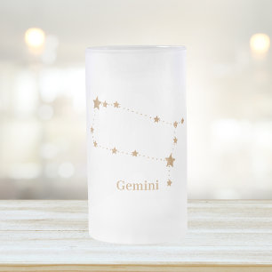 Zodiac Sign Gold Gemini Element Air Mattglas Bierglas