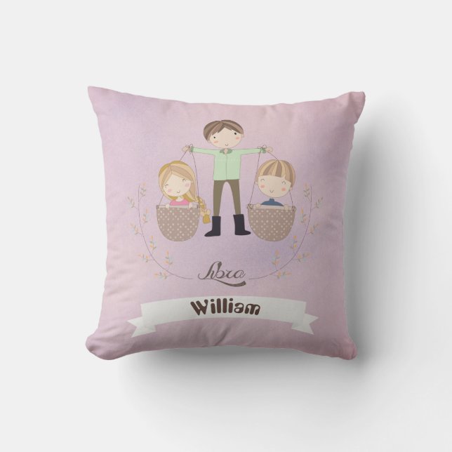 Zodiac Sign Libra Boy Fügen Sie einen Namen Throw  Kissen (Vorderseite)