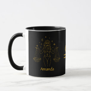 Zodiac Sign Libra Golden Yellow Anpassbare Tasse