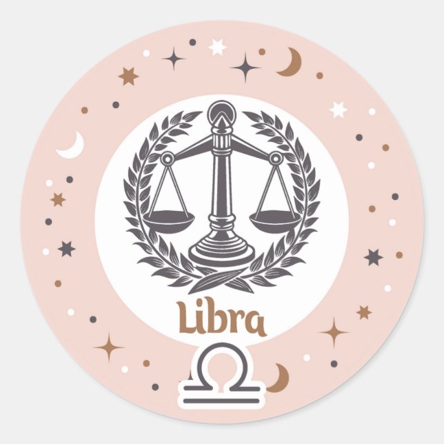 Zodiac Sign Libra Runder Aufkleber (Vorderseite)