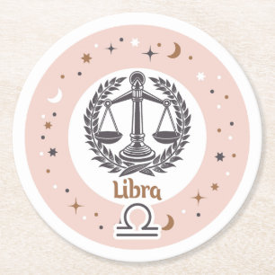 Zodiac Sign Libra Runder Pappuntersetzer